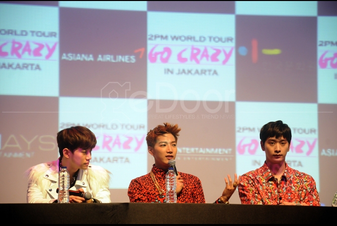 Press conference ini digelar satu hari jelang konser 2PM di Istora Senayan Jakarta